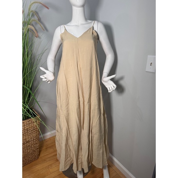 Commense Double Layers V-neck Long Dress color Apricot size S - Picture 10 of 15